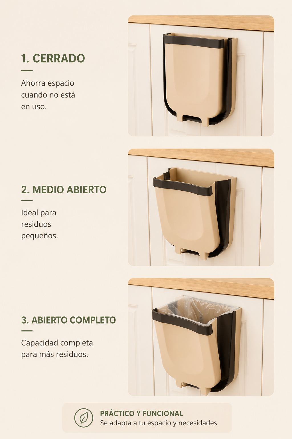 🗑️ Basurero Plegable Colgante para Cocina