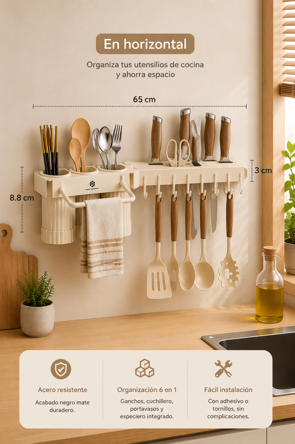 🍳 Organizador Multifuncional de Pared para Cocina