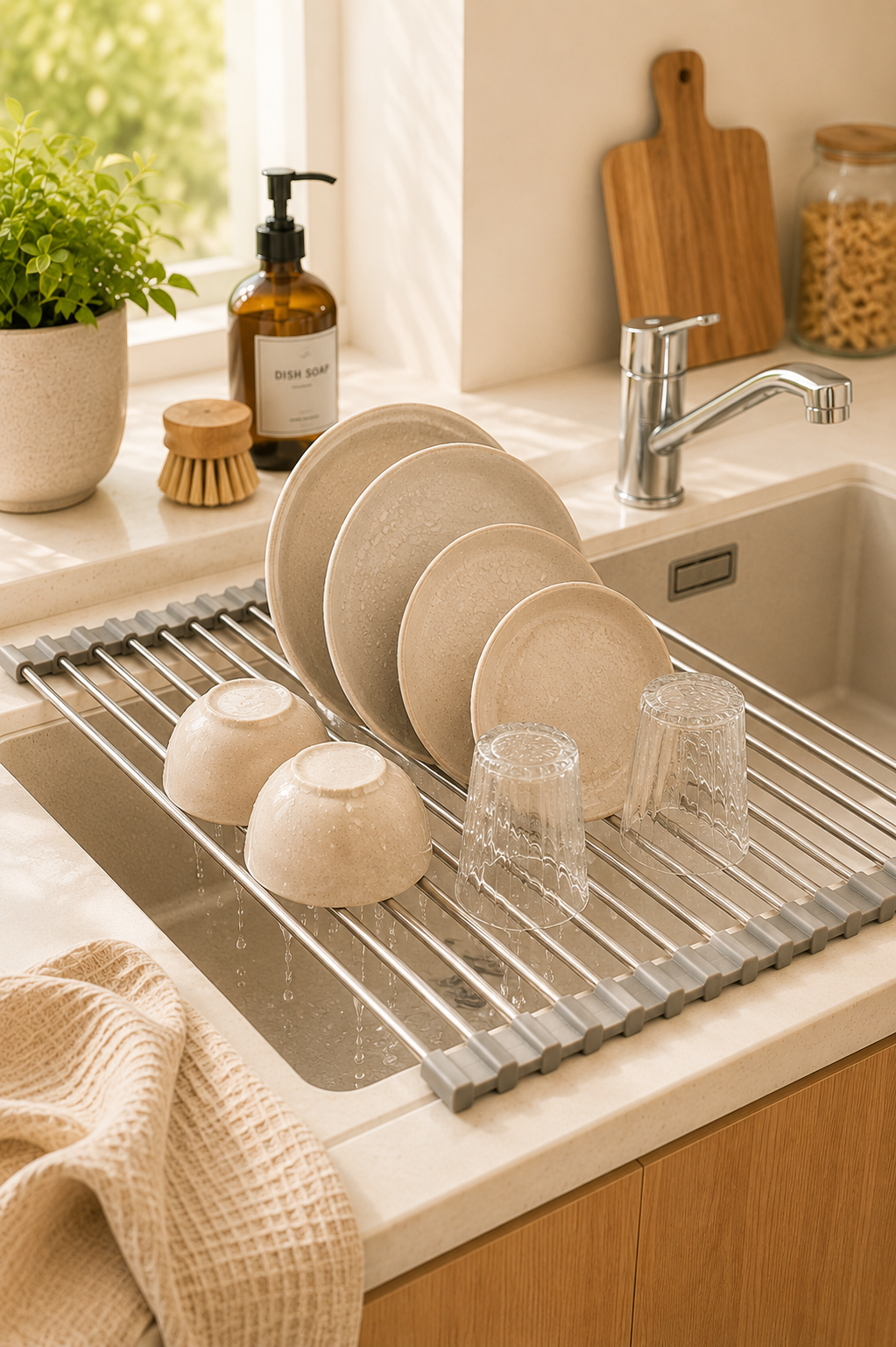 🍽️ Escurridor Enrollable para Fregadero | Ahorra Espacio en tu Cocina