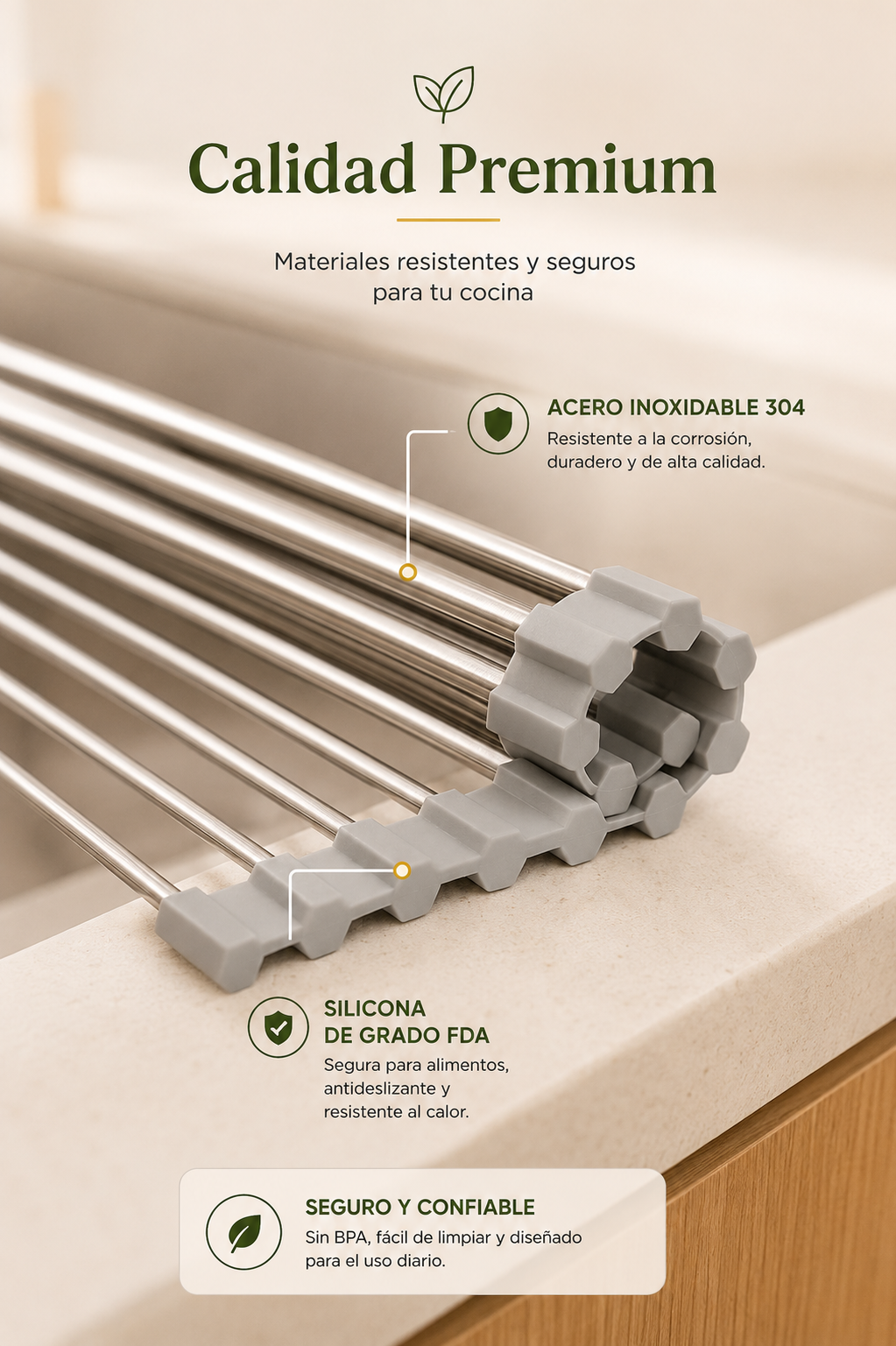 🍽️ Escurridor Enrollable para Fregadero | Ahorra Espacio en tu Cocina
