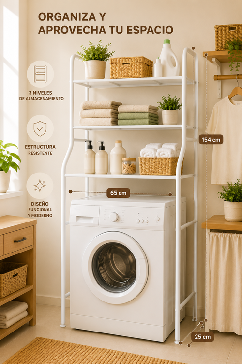 🧺 Estante Organizador para Lavadora o Baño de 3 Niveles